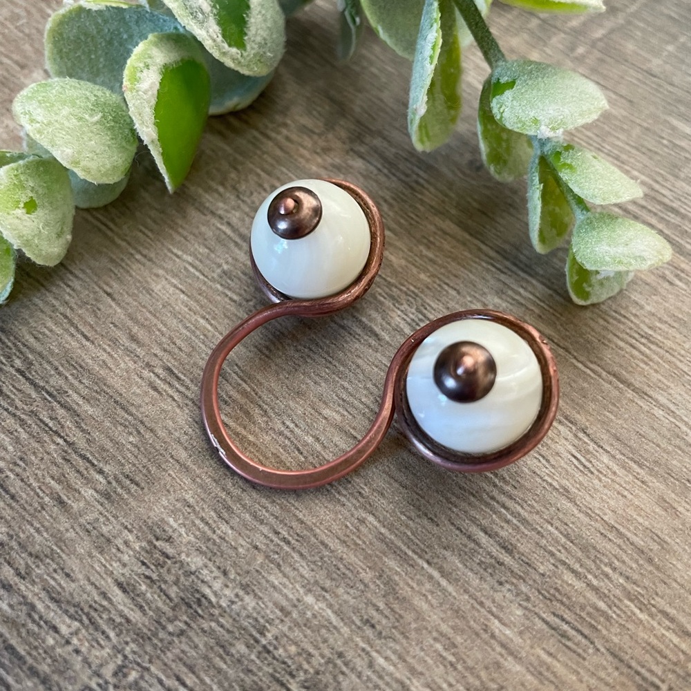 Copper eye puppet adjustable handmade rings - Picture 11 of 11